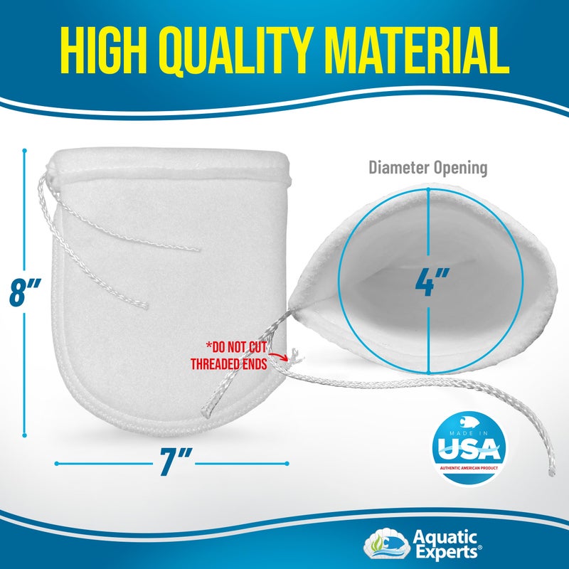 Aquatic Experts 200 Micron Drawstring Filter Sock - Filter Socks for Saltwater Aquarium, Sump Filter Sock, Freshwater Aquarium Filter Sock - Custom Made in The USA (4 inch by 8 inch, 2 Pack) - Image 3